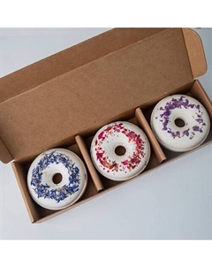 Бомбочки для ванны набор подарочный Бурлящий пончик 3 шт Macoy luxury body home