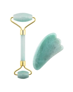 Массажный ролик и пластина Гуаша из жадеита (набор из зелёного авантюрина и нефрита) Palsar 7