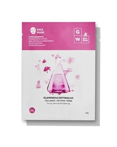 Маска для лица тканевая с коллагеном, ретинолом и экстрактом розы 25 Glow witch