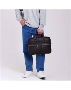 Сумка деловая мужская, на молнии, 40×8×29 см, тёмно-коричневая Fidelio largo