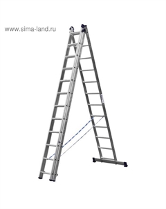 Лестница «» 38833-12, трехсекционная, со стабилизатором, 12 ступеней Сибин