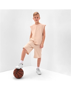 Комплект для мальчика (майка и шорты), бежевый, рост 122 см Minaku