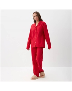 Пижама женская (рубашка, брюки) Basic, размер 52-54, красная Kaftan