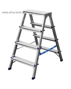 Стремянка «» 38825-04, двухсторонняя, алюминиевая, 4 ступени Сибин