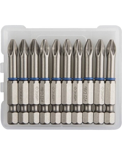 Бита 26013-2-50-10, кованая, CrMo, хвостовик E 1/4″, PZ2×50 мм, 10 шт. Зубр