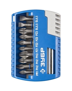 Набор бит ЭКСПЕРТ 26050-H11, CrMo, PH1-2-3, PZ1-2-3, SL5-6, T30, H4, адаптер, 7 шт. Зубр