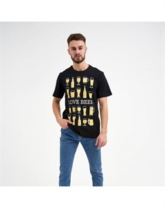 Футболка мужская Love beer, размер 48, хлопок 100%, чёрная Kaftan