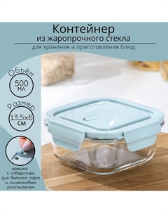 Контейнер для еды из жаропрочного стекла с крышкой Cook and Freeze, 500 мл, 13,5×6 см, цвет МИКС Доляна