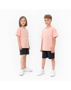 Костюм детский (футболка, шорты), бежевый/графит, рост 134 см Minaku