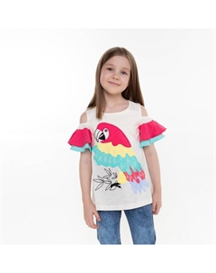 Футболка для девочки, цвет бежевый/коралловый, рост 110 см Luneva