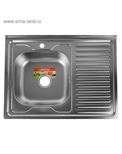 Мойка кухонная Accoona AC6080-L, накладная, левая, толщина 0.6 мм, 800×600×165 мм, декор