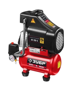 Компрессор «» КП-200-6, воздушный, безмасляный, 1500 Вт, 2850 об/мин, 6 л, 200 л/мин Зубр