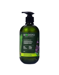Шампунь для волос бессульфатный восстанавливающий с маслами лемонграсса и вербены, 475 мл Biodepo