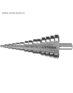 Сверло ступенчатое 29660-4-39-14, 4-39 мм, 113 мм, 14 ступеней, трехгранный хвостовик Stayer