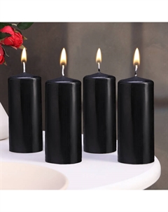 Свеча-цилиндр, 5×11.5 см, набор 4 шт., чёрная Омский свечной завод