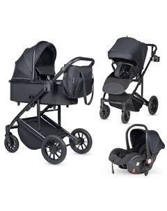 Коляска модульная 3 в 1 Sola Trio Comfort, цвет тотальный чёрный Farfello