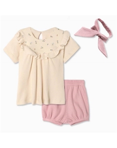 Комплект: платье, шорты, повязка «» Wildflowers, рост 62-68 см, бежевый Крошка я