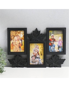 Фоторамка коллаж на 3 фото 10х15 см, 38х26 см, чёрный Корвет