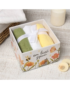 Салфетки махровые «. Пчёлка», 3 шт., 30×30 см, хлопок 100% Этель