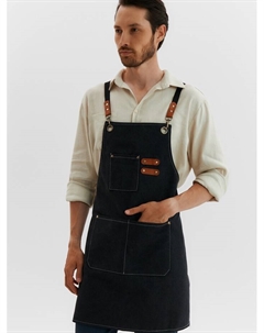 Фартук с карманами, чёрный, 75×68 см, п/э 50%, хлопок 50% Этель