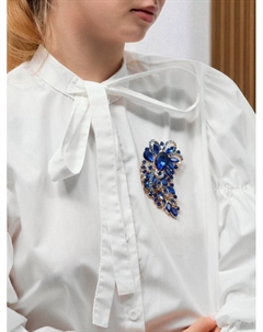 Брошь «Императрица» иней, синяя в золоте Qf