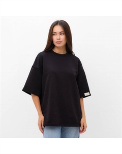 Футболка с нашивкой женская Base, чёрная, размер 48 Mist