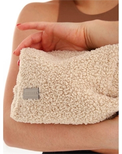 Косметичка женская на молнии, объёмная, плюшевая, бежевая Textura