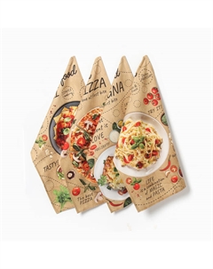 Набор полотенец «» Italian food, 4 шт., 100% хлопок Этель