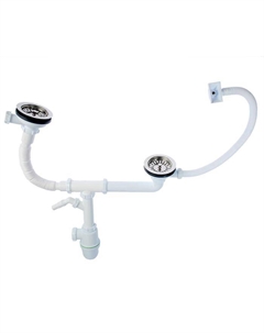 Сифон для мойки Akvater, 3 1/2" х 40 мм, двойной, прямоуг. перелив, отвод для стир. машины