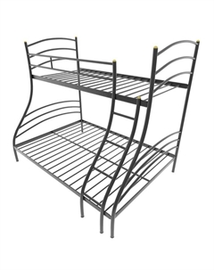 Кровать двухъярусная «Глория», 1400×2000 мм, каркас металл, лестница справа, цвет чёрный Милсон