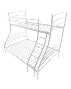 Кровать двухъярусная «Глория», 1200×1900 мм, каркас металл, лестница справа, цвет белый Милсон