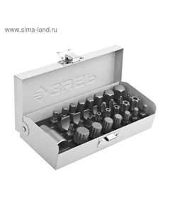 Набор бит «»,специальные, металлический бокс, PH, SL, HEX, TORX, SPLINE, 32 предмета Зубр