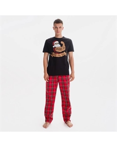 Пижама новогодняя мужская "New year", цвет красный/чёрный, размер 54 Kaftan