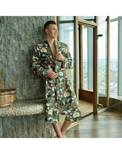 Халат вафельный мужской удлинённый «Генеральская банька», размер 46-48, хлопок 100% Этель