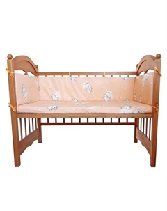 Бортик в кроватку «Слонята», 4 части (2 части: 30×60 см, 2 части: 30×120 см), персик Baby-22