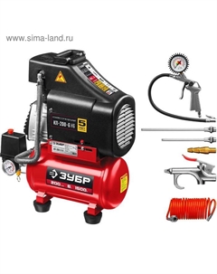 Компрессор «» КП-200-6 Н6, воздушный, безмасляный, 1500 Вт, 2850 об/мин, 6 л, 200 л/мин Зубр