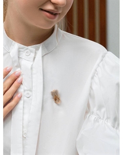 Брошь «Самолет», цветная в золоте Qf