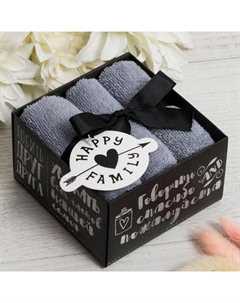 Салфетки махровые «» Family, 3 шт., 30×30 см, хлопок 100%, серые Этель