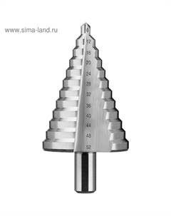 Сверло ступенчатое «» 29670-6-52, d=6-52 мм, 100 мм, 12 ступеней, трехгранный хвостовик Зубр