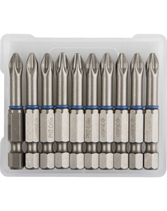 Биты 26011-2-50-10, кованые, CrMo, хвостовик E 1/4″, PH2×50 мм, 10 шт. Зубр