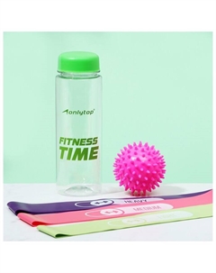 Набор для фитнеса «На тренировке»: 3 фитнес-резинки, бутылка для воды, массажный мяч Onlytop