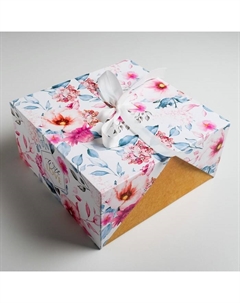 Коробка подарочная, упаковка, «Цветочная», 29.5×29.5×14.5 см Дарите счастье