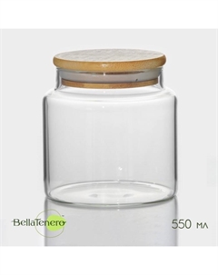 Банка стеклянная для хранения сыпучих продуктов «Эко», 550 мл, 10×10,5 см, с бамбуковой крышкой Bellatenero