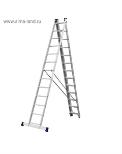Лестница «» 38833-13, трехсекционная, со стабилизатором, 13 ступеней Сибин