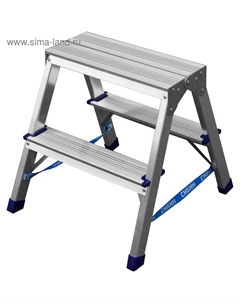 Стремянка «» 38825-02, двухсторонняя, алюминиевая, 2 ступени Сибин