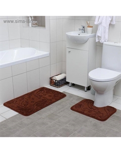 Набор ковриков для ванной и туалета «. Дельфины», 2 шт., 40×50, 50×80 см, МИКС Доляна