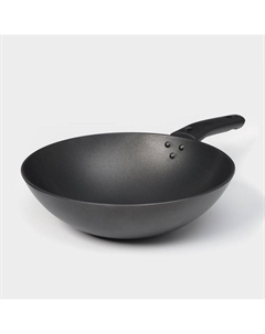 Сковорода-вок алюминиевая, d=24 см, съёмная ручка, антипригарное покрытие, цвет чёрный Алита