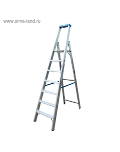 Стремянка STABILO, односторонняя, высокая оградительная дуга с полкой, 7 ступеней Krause