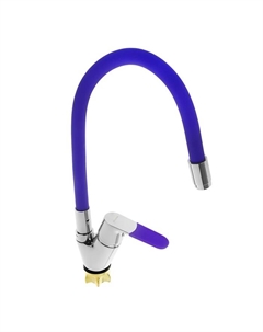 Смеситель для кухни Accoona A4819S, однорычажный, силиконовый излив, латунь, фиолетовый/хром