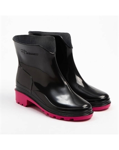 Сапоги резиновые женские, черный+розовый, размер 37 Darina